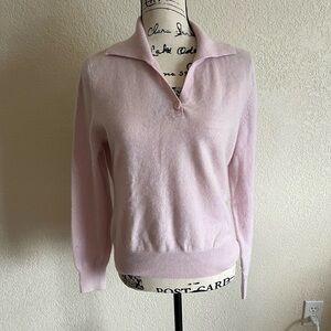 Light Pink Womens 100% Cashmere Classic Polo Sweater